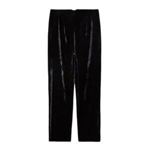 Zara Crushed Velvet Pants High Waist Black  Super Soft Size Medium